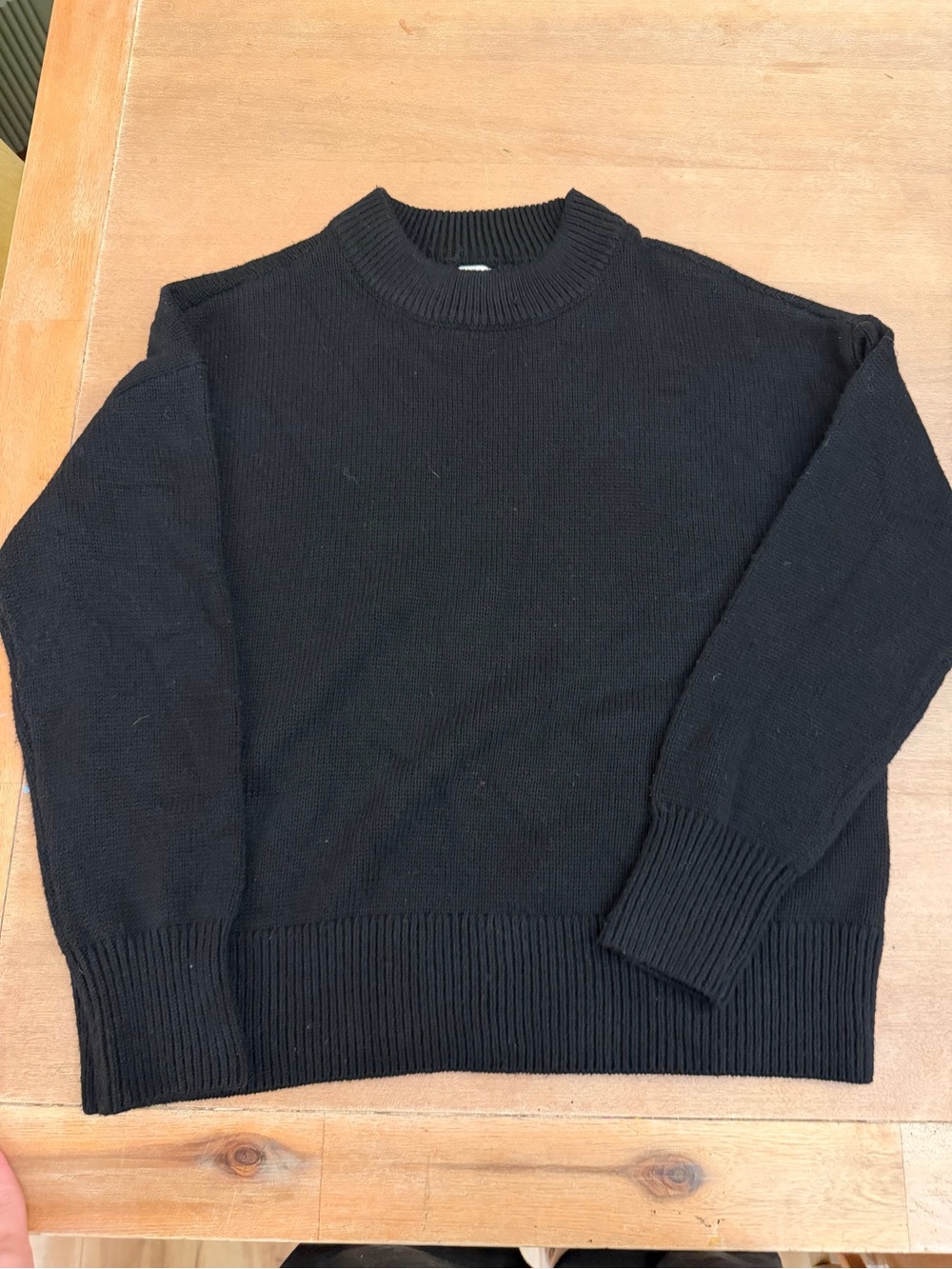 a new day Black Crewneck Sweater - Ribbed Hem & Cuffs